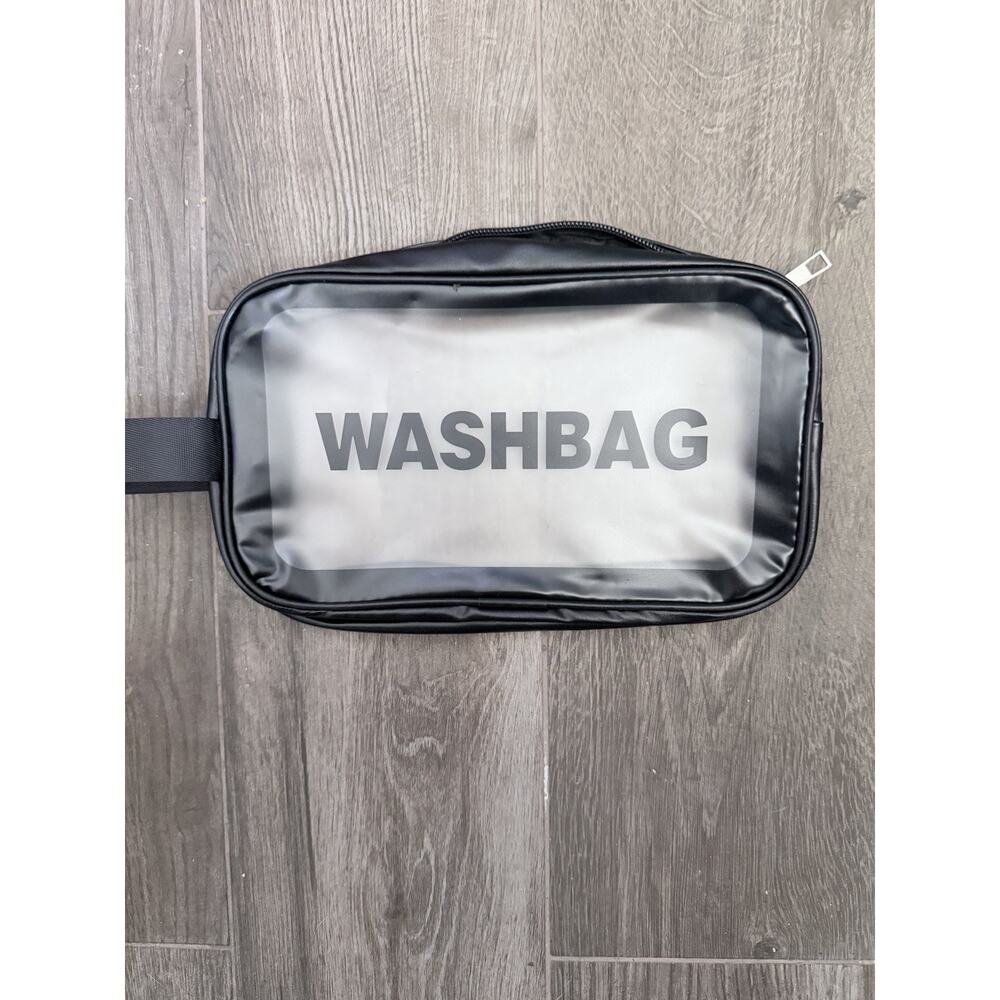 Clear Plastic Makeup Bag with Handle Black Rimmed Travel Toiletry Bag